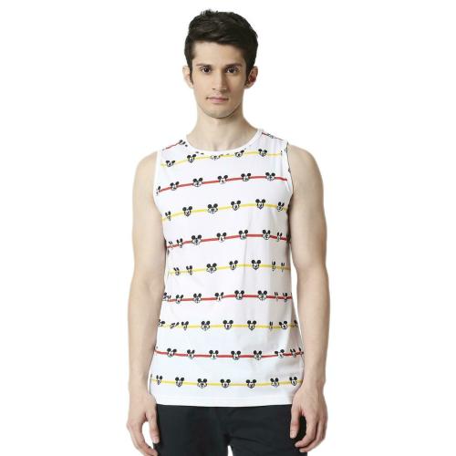 Bewakoof Men's White Cartoon Round Neck Sleeveless T-shirt