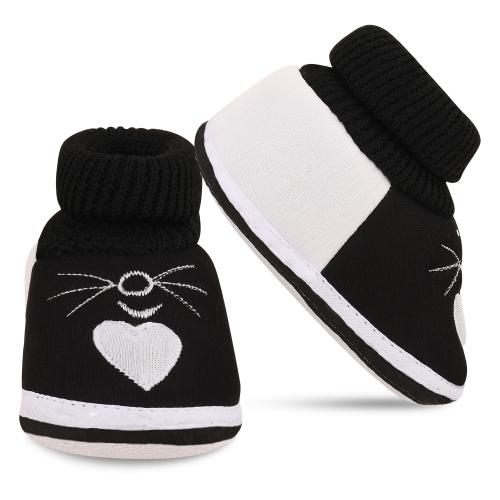 ADORED FASHION Newborn Baby Shoes Booties/Mittens Comfortable Baby Socks Shoes for 6-9 Months Baby Boys/Girls Color-Black