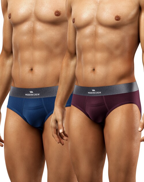 Modern Crew Men's Premium Ultrasoft Micromodal Briefs, Pack of 2,Anti-Odor and Anti-Bacterial - Made in India