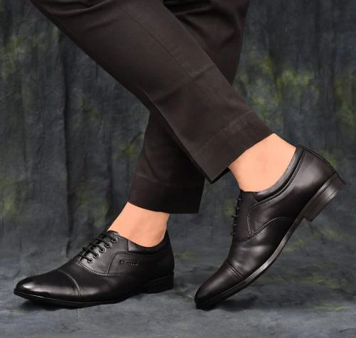 US RED BOX Men's Black 100 % Genuine Leather|Premium Quality Lace up Formal Shoes