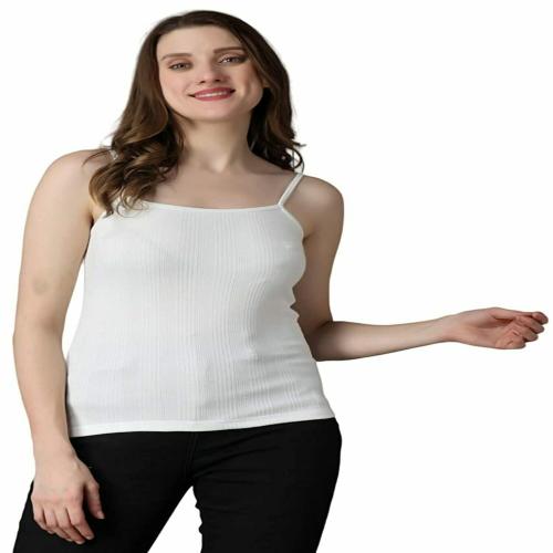 FF Thermal Warmer Spaghetti Top for Women Ultra Soft Sleeveless Scoop Neck Winter Inner Wear Top Johns Underwear - White, 3XL