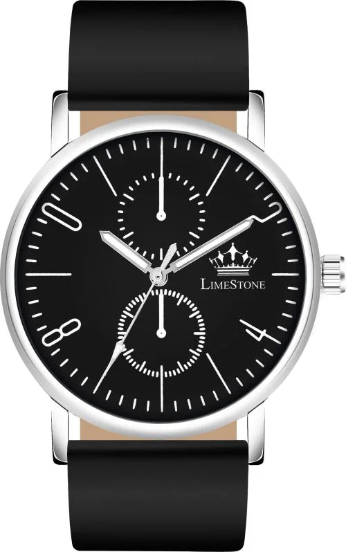 LIMESTONE Minimalist Black Stainless Steel Slim Silicone Strap Quartz Analog Watch - For Men(SLIM002)