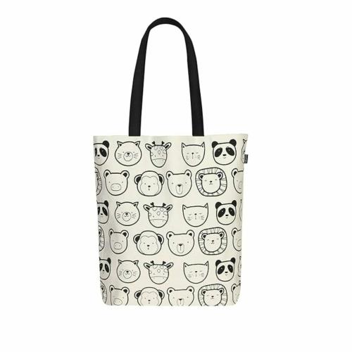 ecoright Cute Animals Canvas Tote Bags for Women with Zip, College Bag for Girls, 100% Organic Cotton Tote Bag for Shopping, Travel & beach bags for women