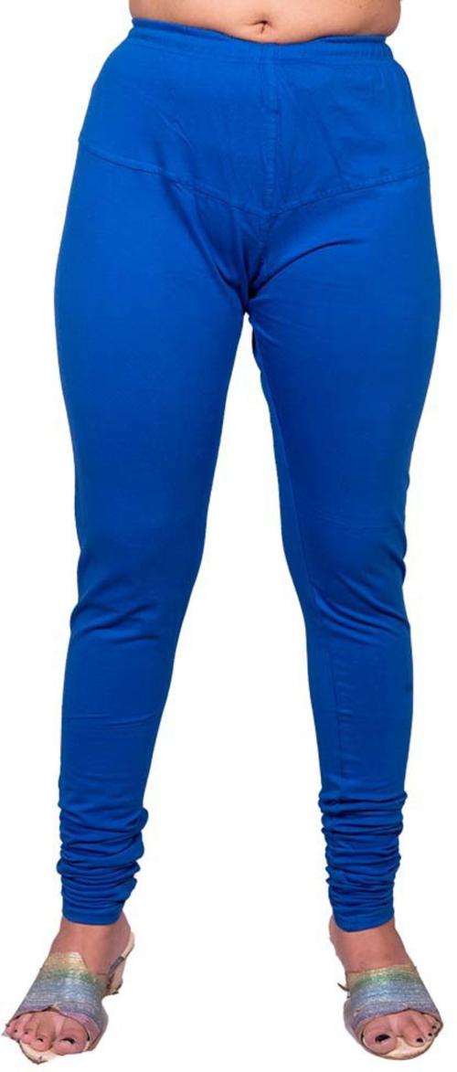 MOG TRENDS Women Blue Solid Cotton Blend Churidar Western Wear Legging (Free)