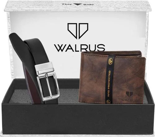 Walrus Multicolor Wallet And Belt For Men (Combo Of 2)