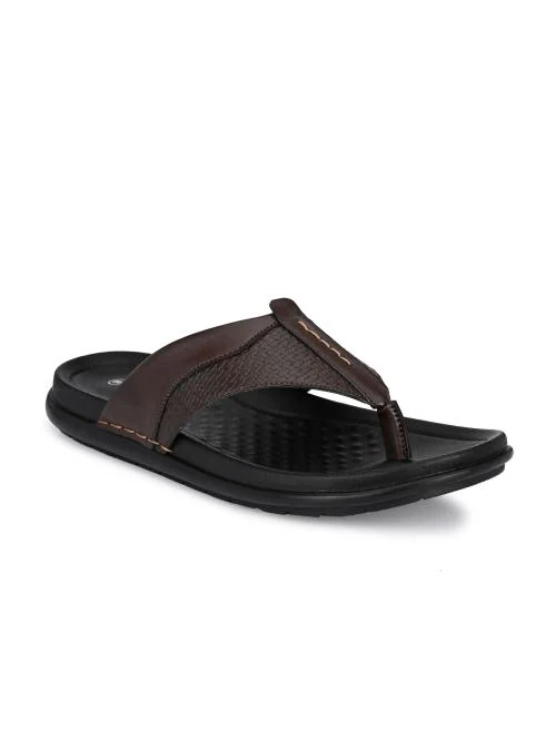 SHENCES Men's Brown Faux Leather Casual Sandals