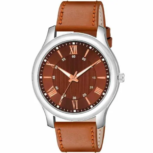 KIROH Analogue Brown Dial Leather Strap Watch for boys and men(Brown)