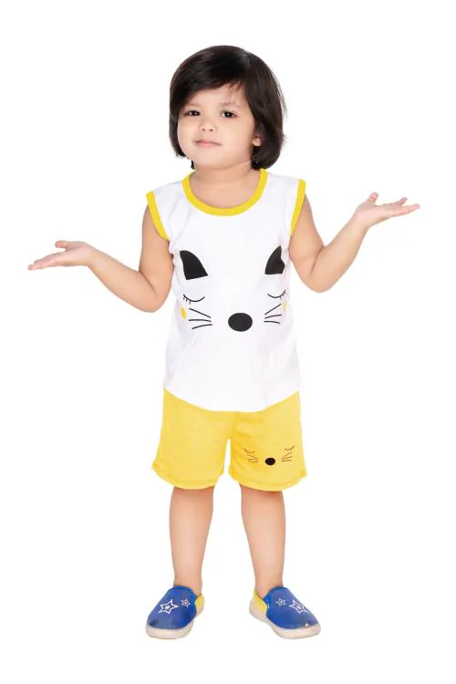 NEW GEN UNISEX YELLOW 100% COTTON PACK OF 1 HALF SLEEVE T-SHIRT & PANT