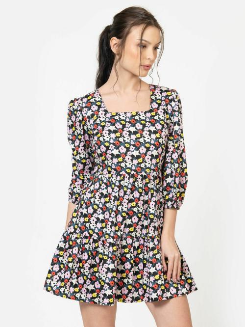 June 9 Clothing Women's Cotton Short Sleeve A-Line Knee-Length Western Dresses for Women or Girls Western Dress(MULTI)