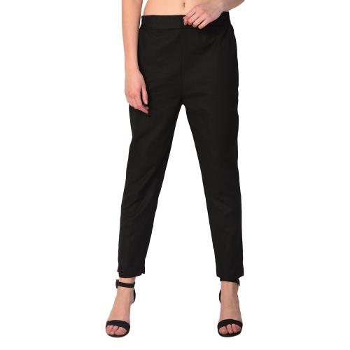 Buy Ornir Cotton Black Stretch Pant for Women Online at Best Prices in