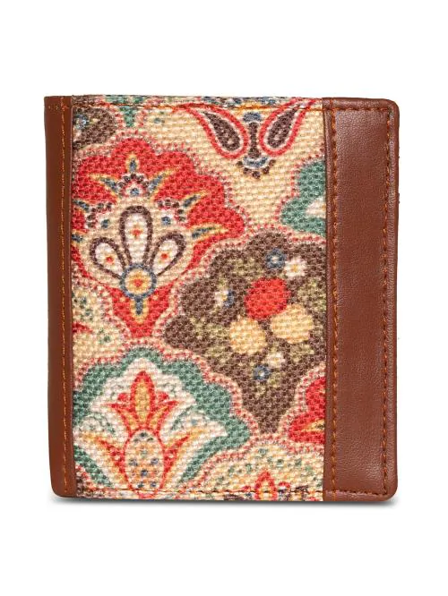 Zouk Indian Printed Single Sided Sleek Wallet for Men and Women - Mughal Art Multicolor