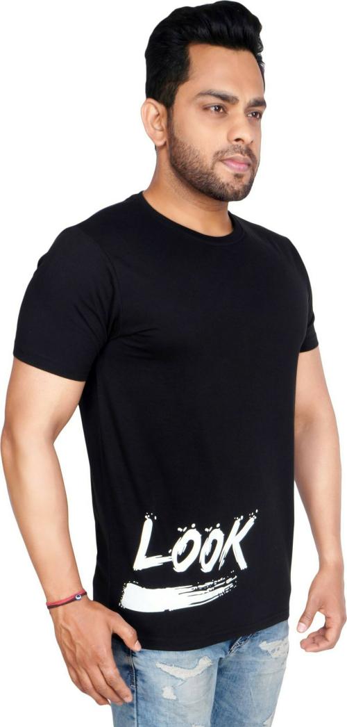DYE VRGIN Tshirt Men Black Typography Polyester Round Neck T-Shirt, L
