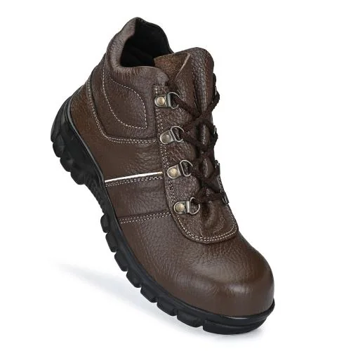 ALLSAFE Genuine Leather Steel Toe Safety Shoes For Men (Brown)