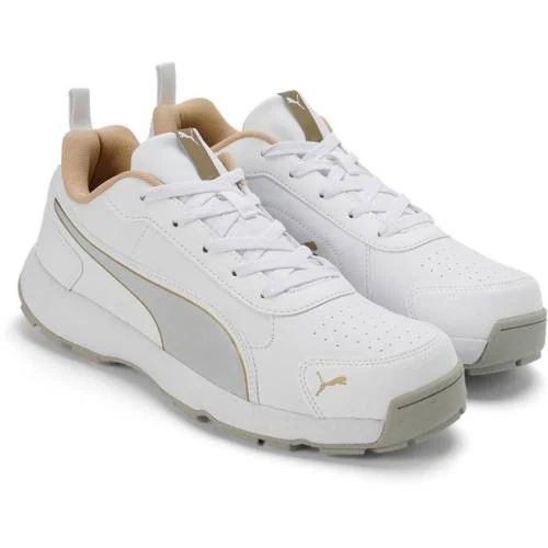 Puma Men's Cricket Classicat Metallic Gold-Silver-White-Pum Cricket Shoe UK 6