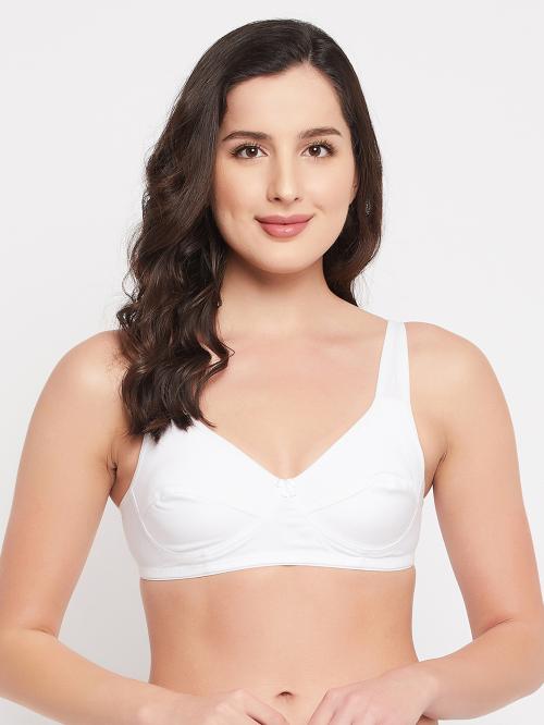 Clovia Cotton Solid Non-Padded Full Cup Wire Free Full Figure Bra - White