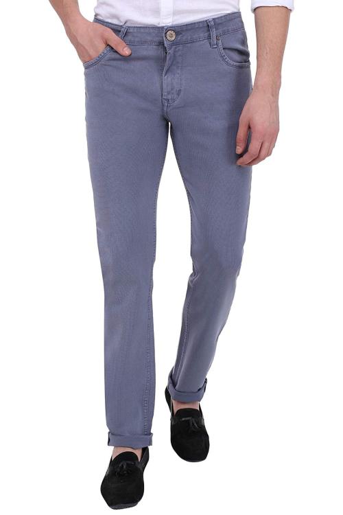 FLAGS Mens Urbangrey Solid Cotton Slim Fit Jeans