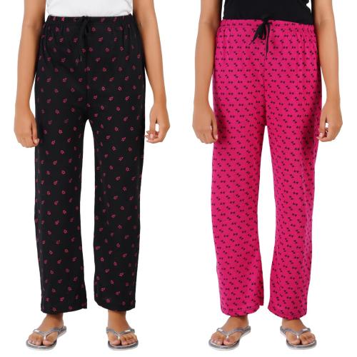 Suman Tex Women Multicolor Printed Cotton Pack Of 2 Stylish Fashion Pyjama (L)