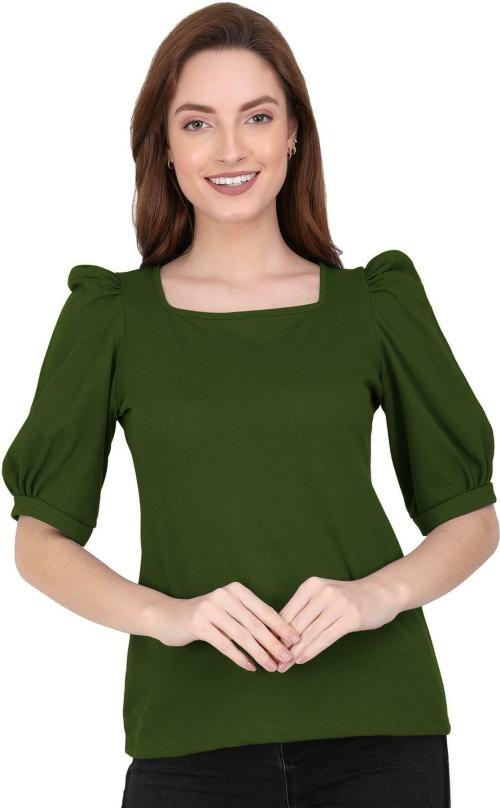 THE BLAZZE_Women Cotton Blend Green Top_XL