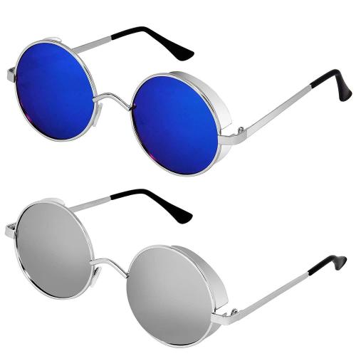 ELEGANTE Round Multicolor Sunglasses For Men (Pack Of 2)