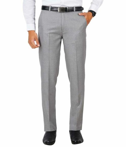 DECAMBRIDGE Men's Solid Formal Regular Fit Wrinkle Free PolyViscose Trousers