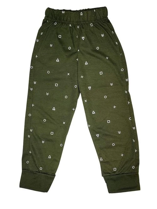 SurfBae Boys And Girls Olive Green Printed Cotton Track Pant - 8 To 9 Y (OG-104-281)