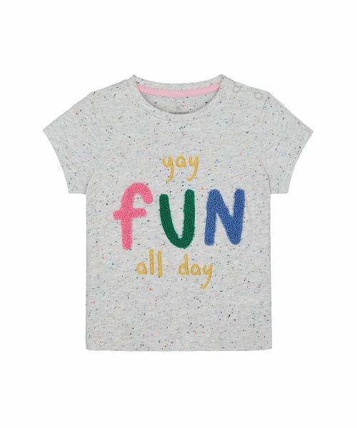 Mothercare Girls Grey Cotton Blend Printed T-shirt