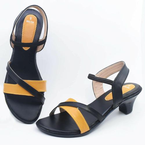 Indiforce Yellow Heeled Sandals for Women