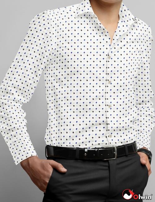Olwin Linen Cotton Shirts for Men ( White Based Printed )