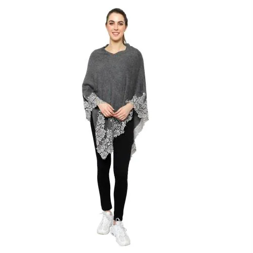 Igm Women Mongolian Wool Lace Poncho