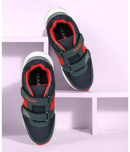 TRASE Boys Velcro Running Shoes (Red)