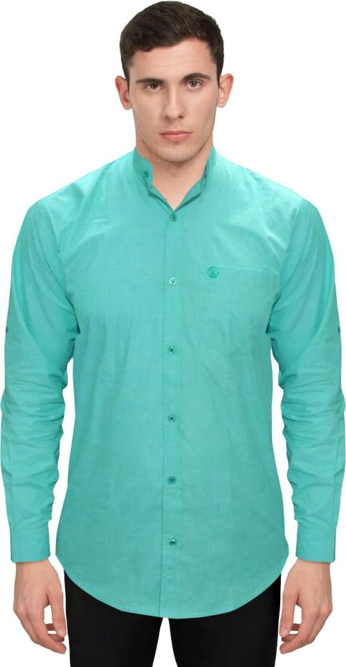Genius Men Solid Casual Light Green Shirt