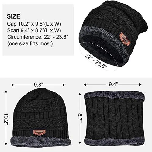 EMPOISON Winter Unisex Woolen cap and muffler (Neck Warmer )Black