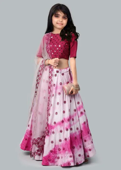 KedarFab Girls Pink Printed Silk Blend Single Lehenga & Choli | Girls Lehenga Choli | Girls Ethnic Wear | Kids Ethnic Wear