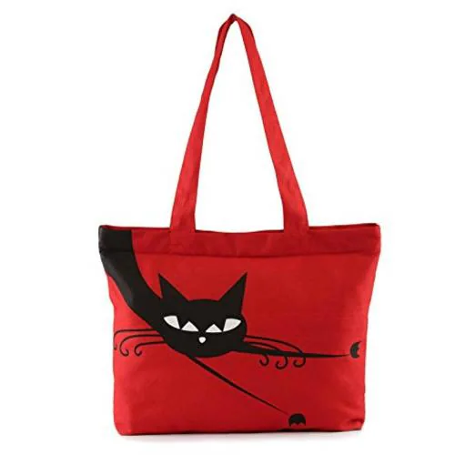 Vivinkaa Red Canvas Tote Bag With Zip For Women