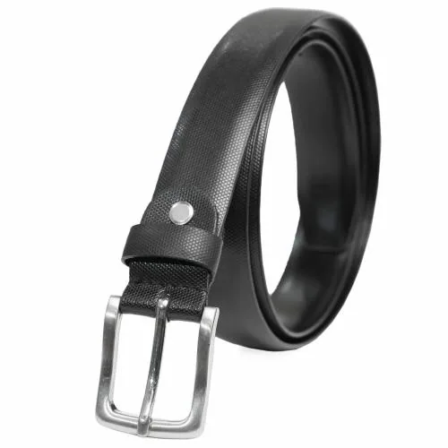 PERB-Full Grain Imported Spanish Black Leather Belt for Women with Pin Buckle in Brush Nickle Finish - 100% Handmade - For Casual/Formal Occasion in Gift Box (L)