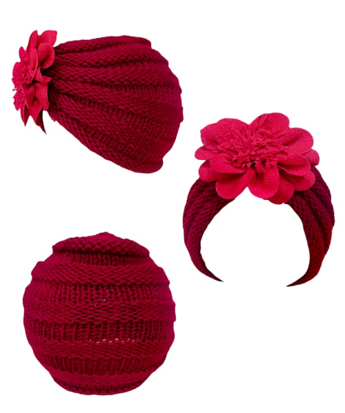 Trubliz Baby Turban Hat for Infant, Newborn, Toddler, Cap for girls. Winter warm hat. Warm Plush, milk silk sequin hat, Super Soft Winter Warm Hat. ( Orange )