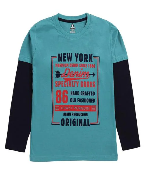 CRAZYPENGUIN ELITE Boys Doctor Sleeve T-Shirt|Powder Blue(14-15 Years)