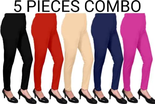 AILANIS Women Multicolor Polycotton Leggings - XL ( pack of 5)
