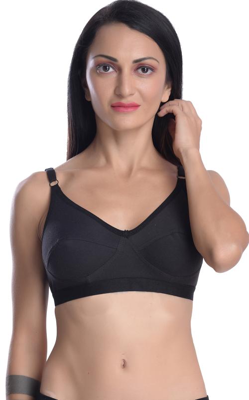 FIMS - Fashion is my style Women Black Solid Cotton Blend Pack of 1 Bra