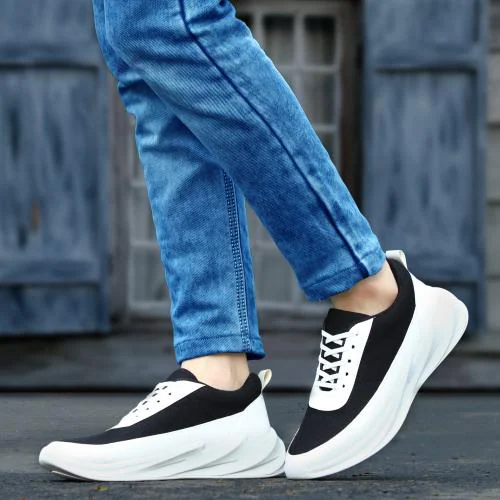 Svpanther Men's Black Mesh Lace up Stylish & Comfortable Sports Shoes