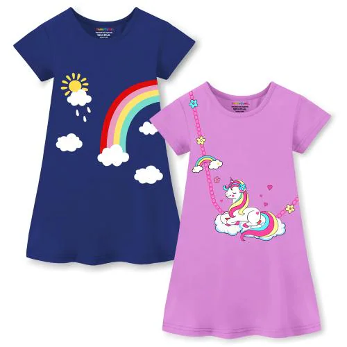 Trampoline Girls Midi/Knee Length Casual Short Sleeve Dress (Pack of 2)