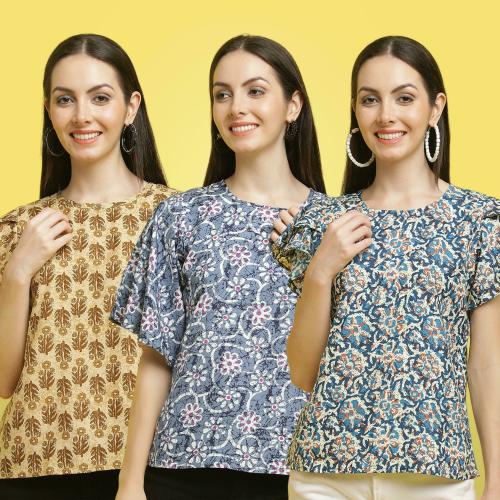 Poshyaa Tops for women western wear party wear tops for women crepe stylish combo pack 3 s to xl size