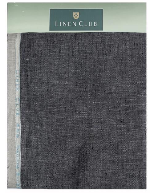 Linen Club Men Black Solid Linen Shirt Fabric