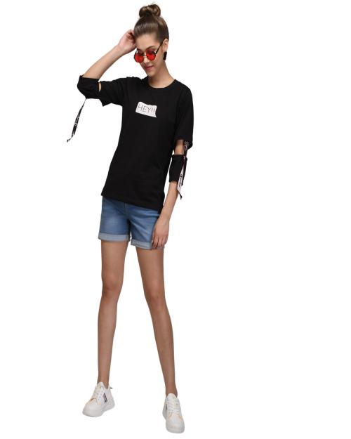 Raabta Fashion Women Black Printed Viscose top