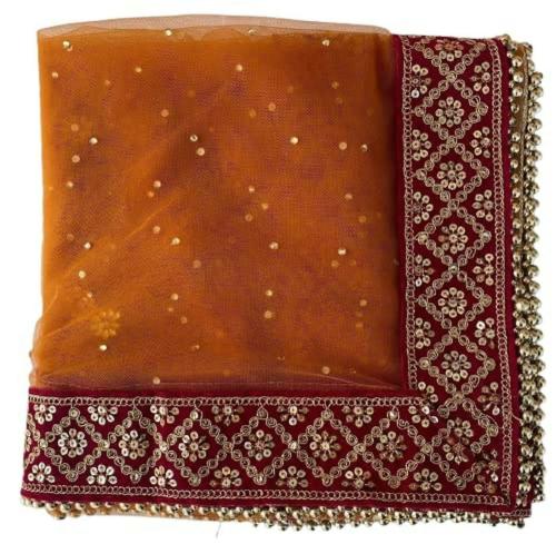 Wedding & Bridal Dupatta Store Women Golden Embroidered Dupatta