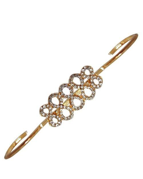 Young & Forever Elite Collection Gold Plated and Cubic Zirconia Double Finger Ring For Girls (Gold)