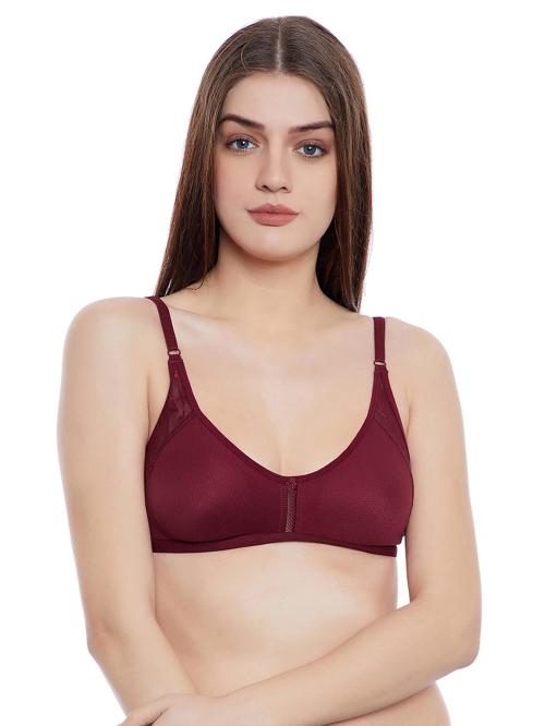 Clovia Maroon Solid Cotton Single Full Coverage Bra