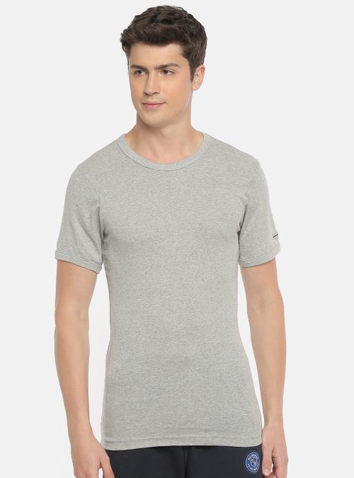 Macroman M Series Men Grey Solid Cotton Single Tshirts