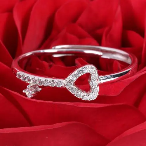 DEESSA Sterling Silver Ring with White Cubic Zirconia - 925 Sterling Silver, Nickle-Free, Rhodium Plated - Perfect Gift for Special Occasions Gift for Girls and Women