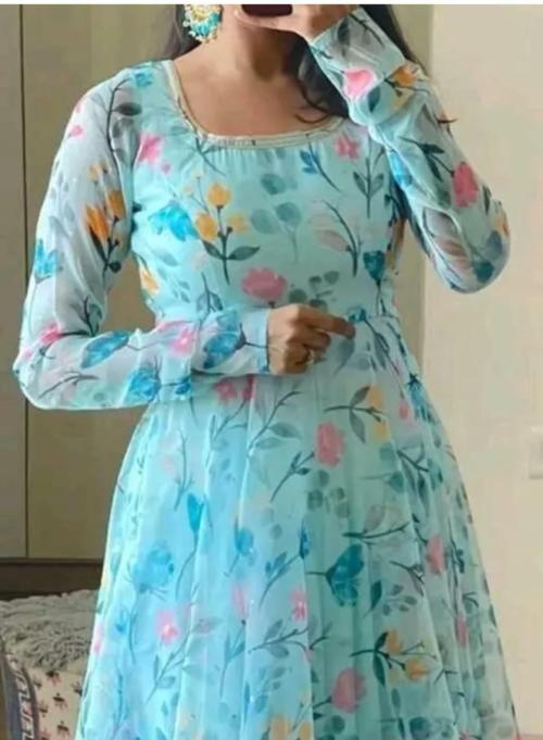 SAWALAJI FASHION Designer Party Wear Gown for Women - Elegant Full-Length Evening Dress with Sequins & Embellishments, Perfect for Special Occasions, Weddings, Proms & Formal Events (blue-L)